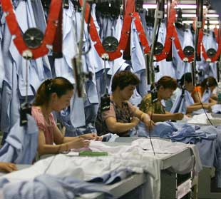 Imaginary female sweatshop workers