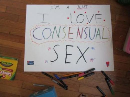 Holly Pervocracy's SlutWalk sign, which apparently causes false rape accusations.