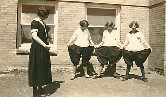 laverne on right in basketball bloomers
